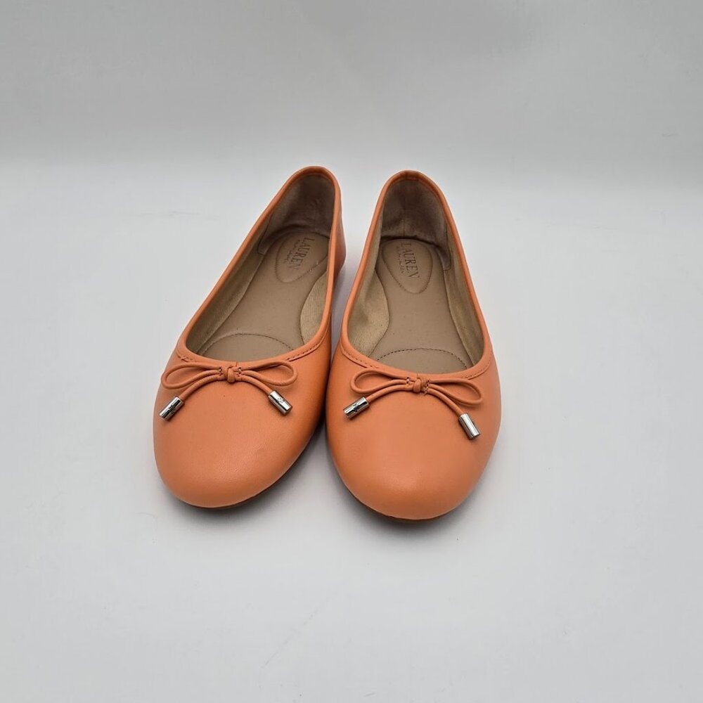 Ralph Lauren Jayne Nappa Leather Flats in Pastel Orange